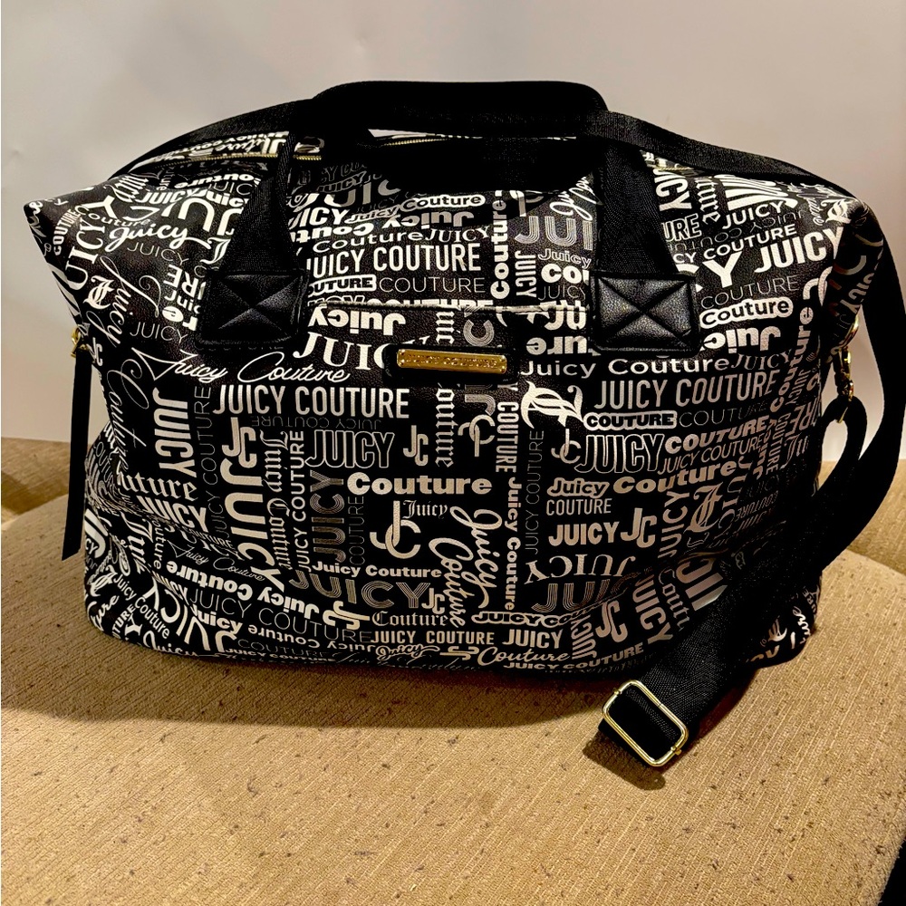 Juicy Couture Black and White Overnight Duffle Bag